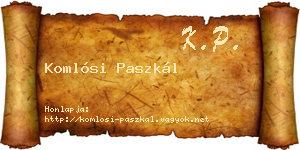 Komlósi Paszkál névjegykártya
